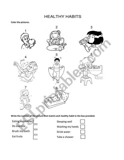  healthy habits worksheets for kindergarten