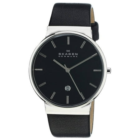 Skagen SKW6104 Men's Ancher Black Dial Black Leather Strap Watch