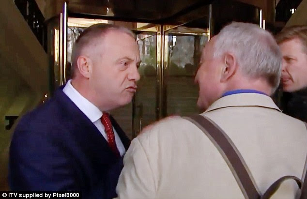Labour MP John Mann confronts Ken Livingstone outside TV studios in Westminster today