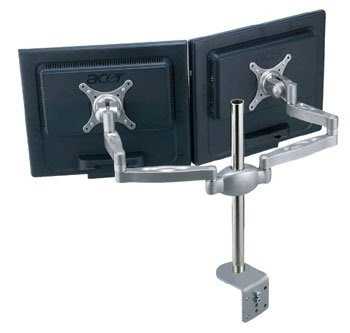 Reviews MDM05 Multi Screen Desk Clamp Mount Bracket: Stand With Dual Monitor Arms Hold Two VESA LCD LED Monitors Or TVs On One Desktop