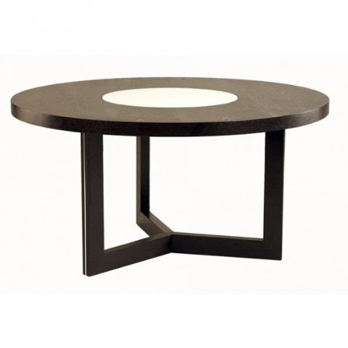 60 Inch Round Dining Table with Crackled Glass Lazy Susan by Diamond Sofa