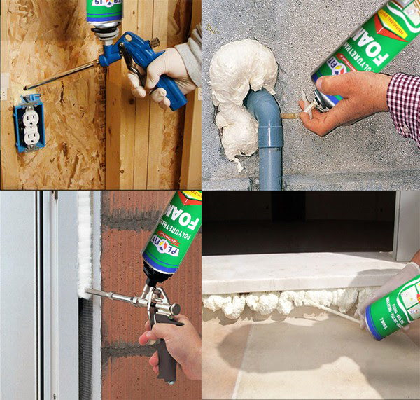 Construction PU Foam Spray Waterproof Gap Filler ...
