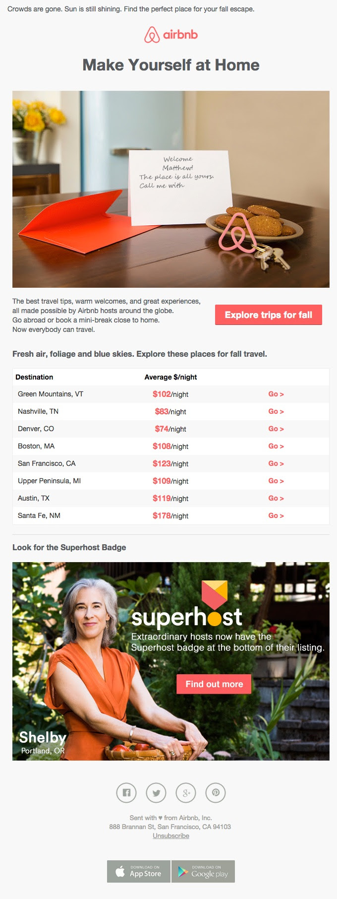 airbnb make yourself at home email