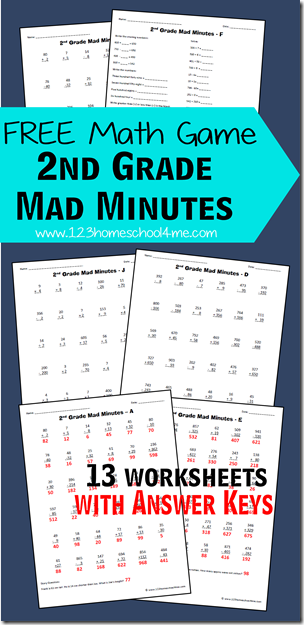 Free Math Games: 2nd Grade Mad Minutes | Free Homeschool ...