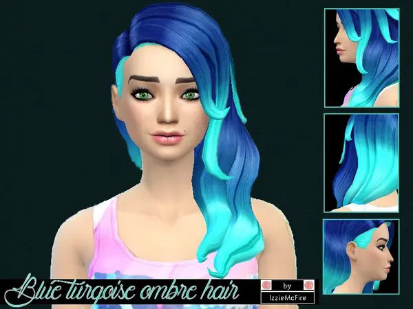 Sims 4 Hairs ~ The Sims Resource: Blue turqoise ombre 