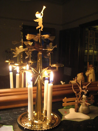 Swedish angel chimes on the mantelpiece