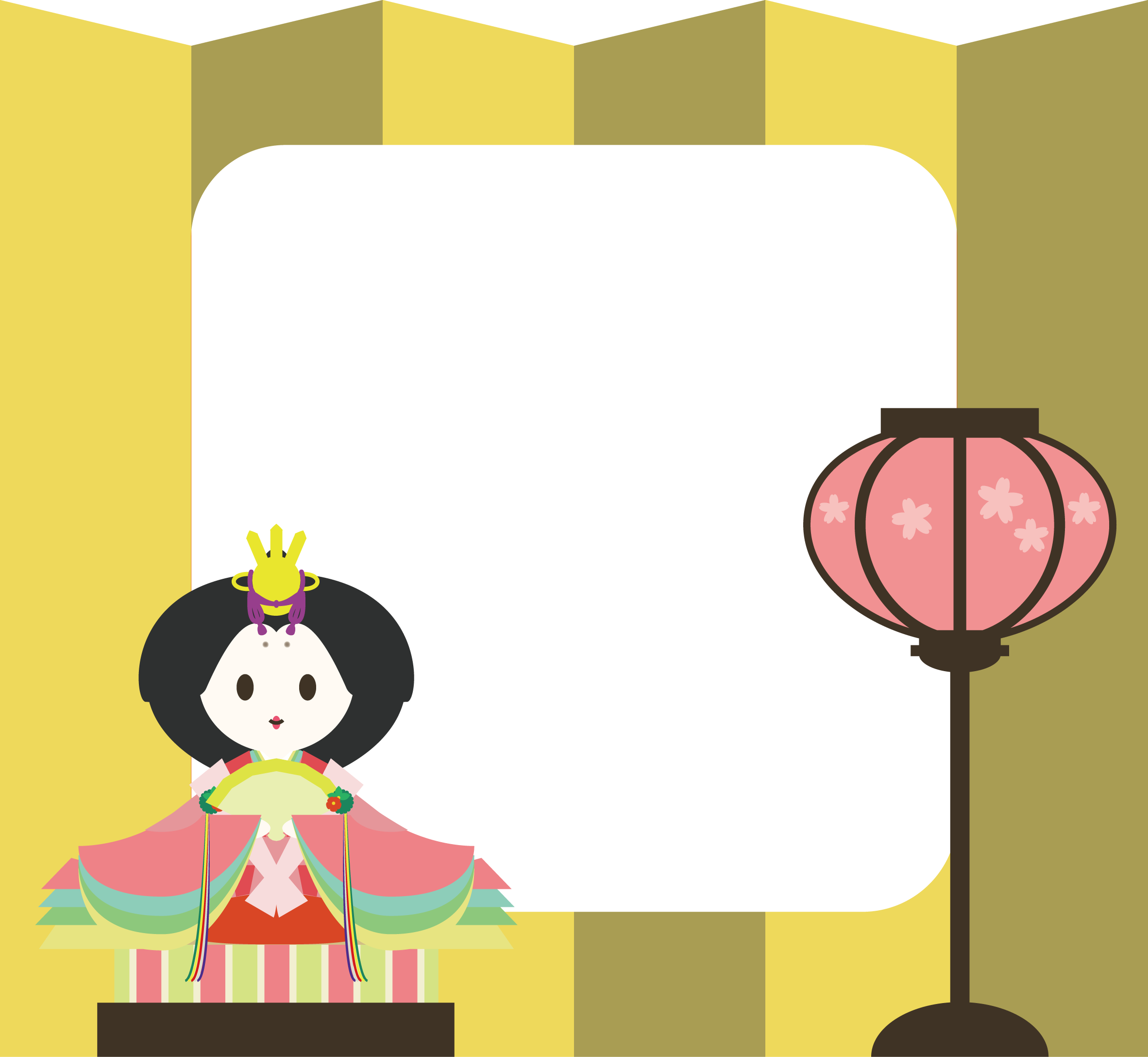 お雛様イラストとフレーム 並んだ雛飾り 可愛い無料イラスト素材集