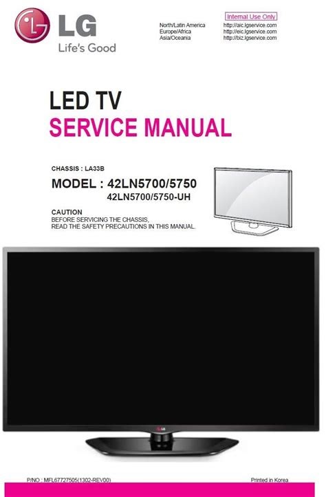 Download Lg 39ln560y 39ln560y Te Led Tv Service Manual