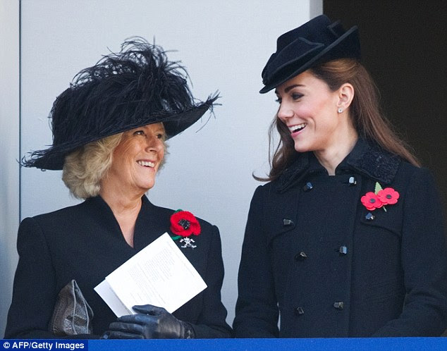 Close: The two Duchesses share an intimate moment. The pair are said to be very close with Camilla regularly offering advice to Kate