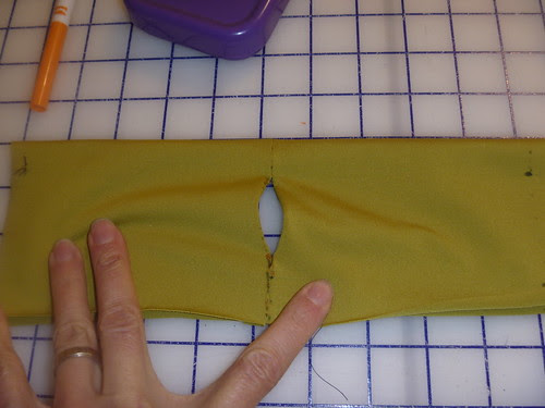 right sides together with thumb hole