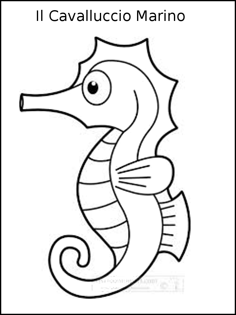 Ed ecco qui il primo disegno e si pu² vedere si tratta di un simpatico cavalluccio marino Si tratta di un piccolo animale che nuota nelle acque dei