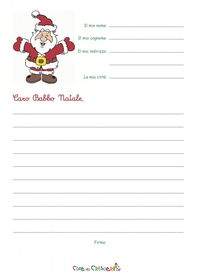 Lettera a Babbo Natale da stampare | Cose per crescere