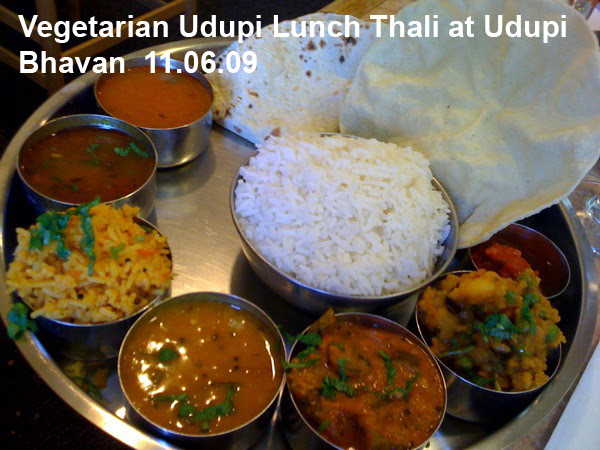 Vegetarian Indian Lunch at Udupi Bhavan