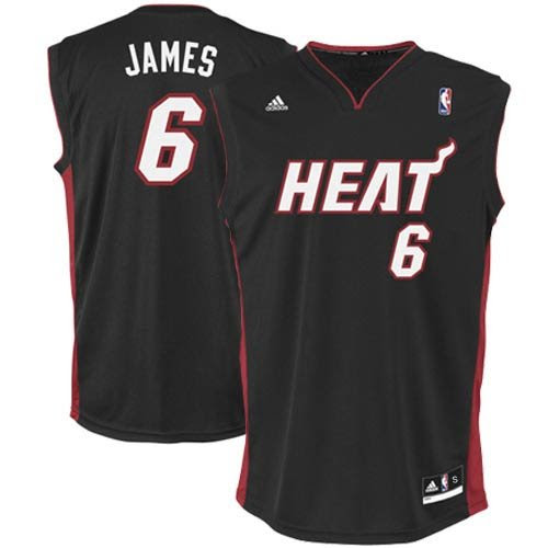NBA Miami Heat Black Replica Jersey LeBron James #6, Large