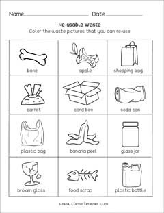 preschool science worksheets on waste management great for earthday