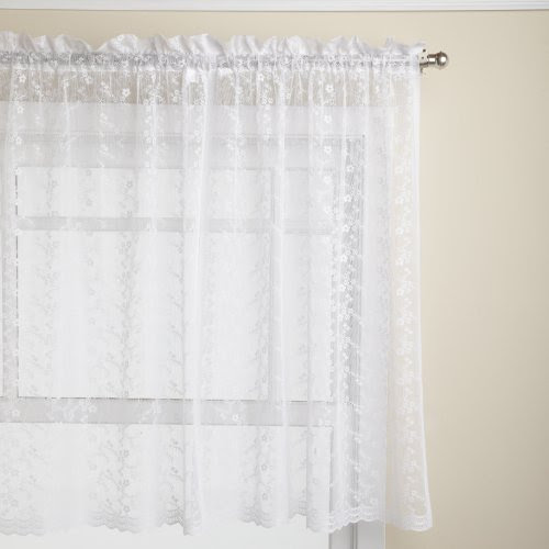 Lorraine Home Fashions Priscilla 60inch x 36inch Tier Curtain Pair, White , Ne  eBay