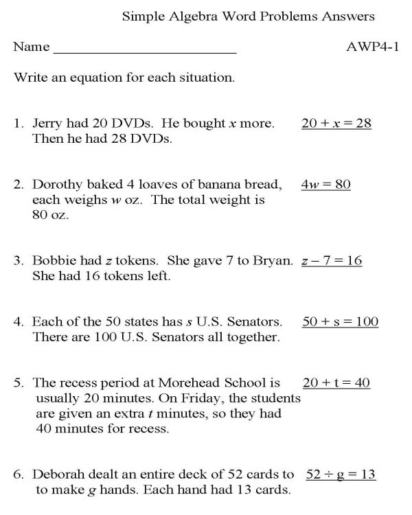 BlueBonkers - Algebra - Word Problems - P1 (solution) : free ...