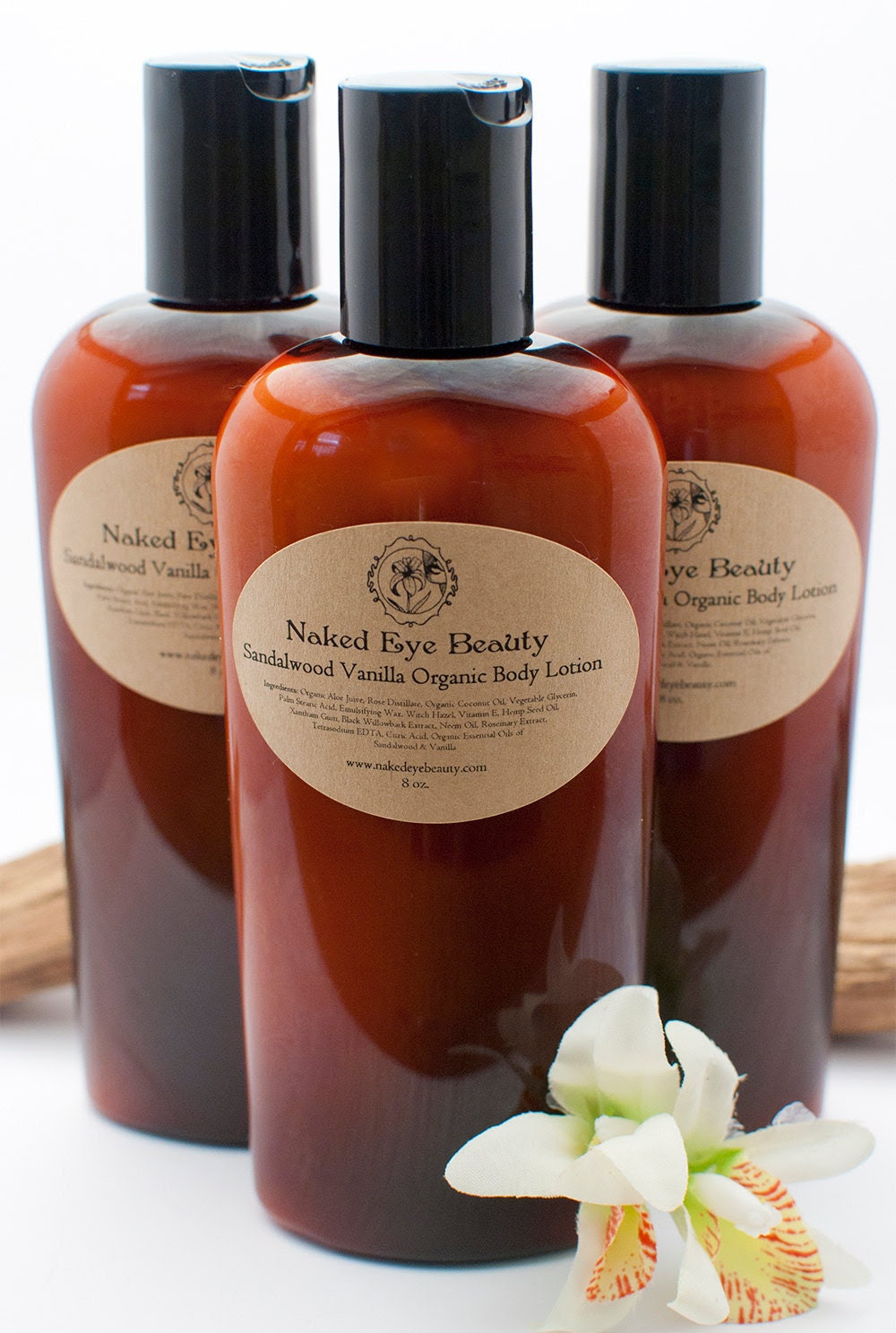 Sandalwood Vanilla Lotion Body Organic Vegan 8 oz. - nakedeyebeauty