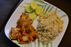 Mandarin Crispy Chick'n, Rice, and Cucumbers