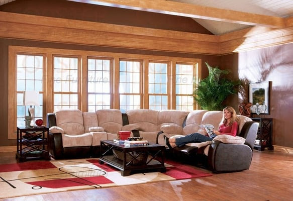 3 Piece Sectional, with 4 built in recliners, and center cup
