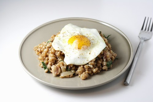 Bacon and Egg Farro Risotto