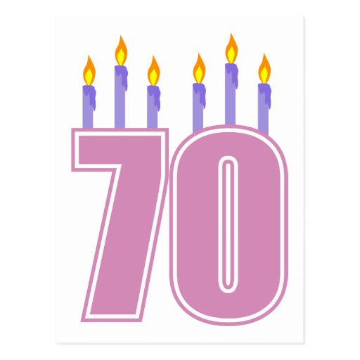 70 Birthday Candles (Pink / Purple) Postcard Zazzle