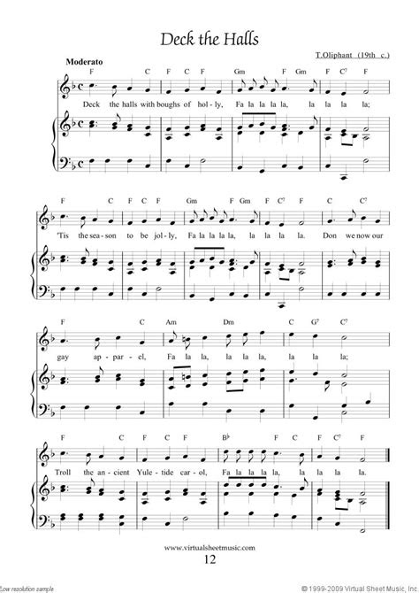 deck  halls sheet   piano google search