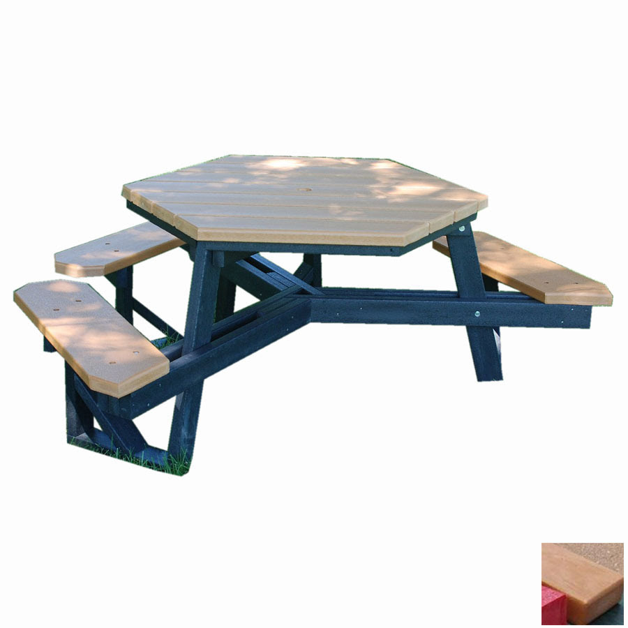 Shop Frog Furnishings Green Resin Hexagon Picnic Table at Lowes.com