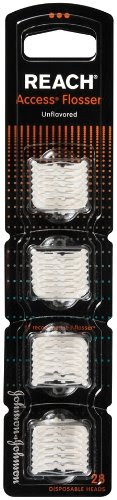Reach Access Flosser Refill Pack Disposable Snap-on Heads, Unflavored  28-count Packages (Pack of 2)