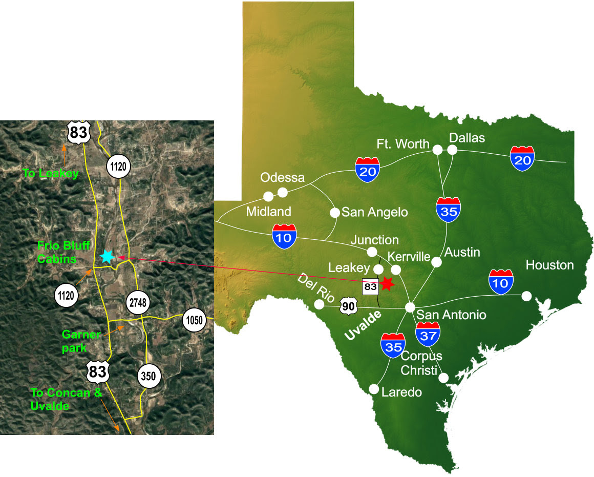 Frio Bluff Cabins on the Frio River - Maps and Directions
