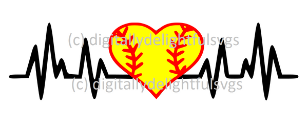 Download Softball heartbeat svg - Digitallydelightfulsvgs