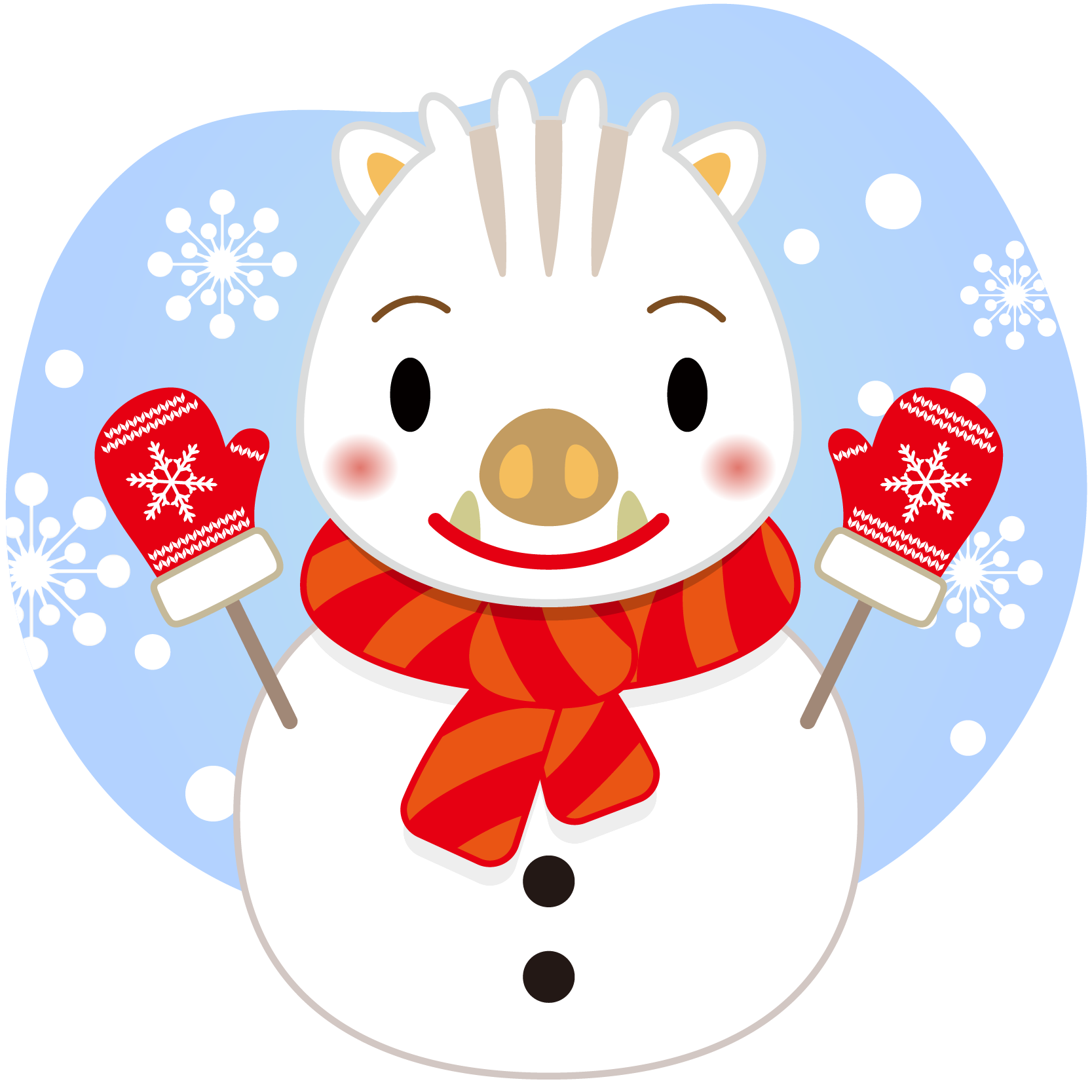 商用フリー 無料イラスト 干支 白いのしし イノシシ 猪 雪だるま 商用ok フリー素材集 ナイスなイラスト
