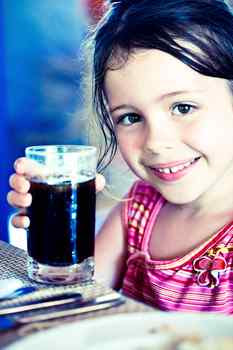 corn syrup, soda, child