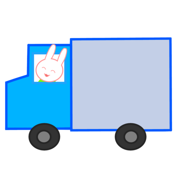 トラックに乗ったうさぎのイラスト かわいいフリー素材が無料のイラストレイン