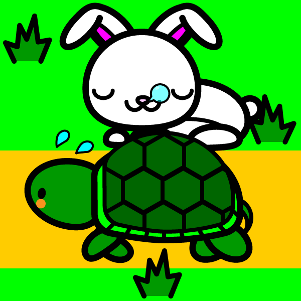 かわいいうさぎとかめの無料イラスト 商用フリー オイデ43
