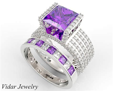 The superlative beauty of tiffany engagement rings is the result of our exacting standards and obsession with creating the world's most beautiful diamonds. Unique Princess Cut Purple Amethyst Wedding Ring Set