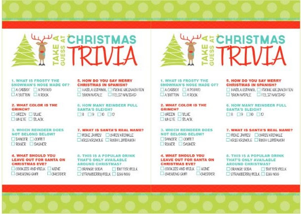 Printable Christmas Trivia Game Clip Art Library