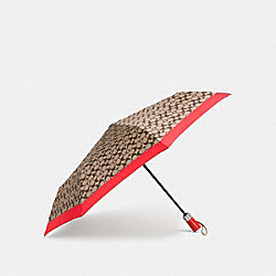 UMBRELLA IN SIGNATURE - COACH f63364 -  SILVER/KHAKI/VERMILLION