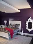 Trendy Dark Purple Bedroom Wall Painted With White Carving Wall ...