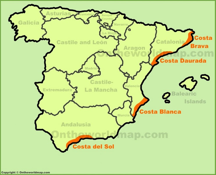 Map Of Spanish Costas The Costas of Spain | Best Costas on the Spain map