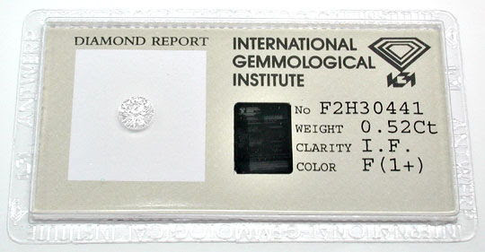 Originalfoto DIAMANT, IGI, 0,52ct BRILLANT LUPENREIN F! SG/SG JUWEL!