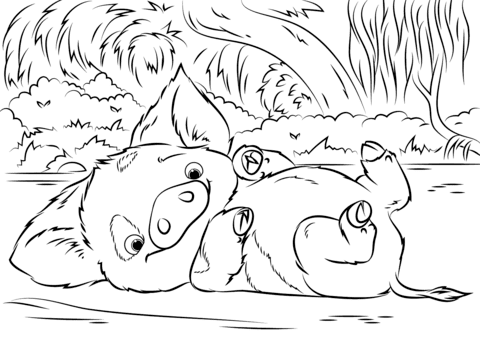 Pua Pet Pig From Moana Coloring Page Free Printable Coloring Pages