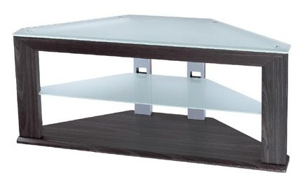 Lite Source LSH-5617 Lenka 3-Tier TV Stand, Black Wood Frame with Grain Finish and Frost Tempered Glass Shelves On Sale