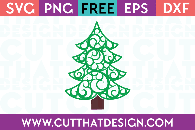 Crella 16+ Swirly Christmas Tree Svg Free Gif Compatible with Cameo Silhouette Studio, Cricut and other cutting machines for any crafting projects.