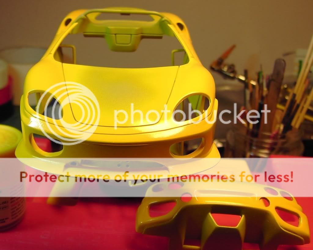 spraying the yellow as you