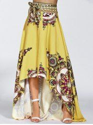 High Waisted High Low Hem Skirt