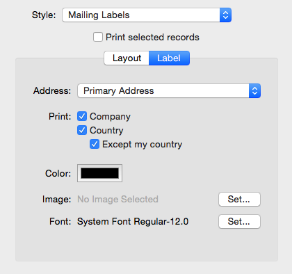 BusyContacts Mac - Printing Envelopes and Mailing Labels