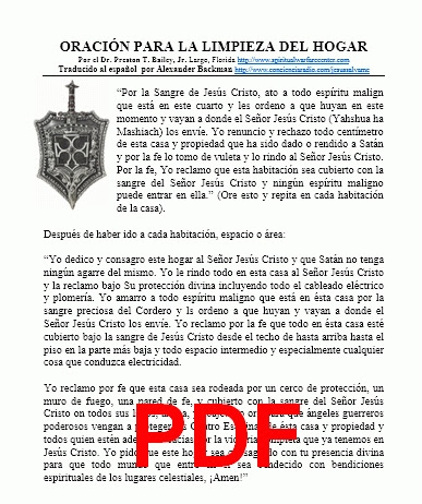 ORACION PARA LA LIMPIEZA DEL HOGAR