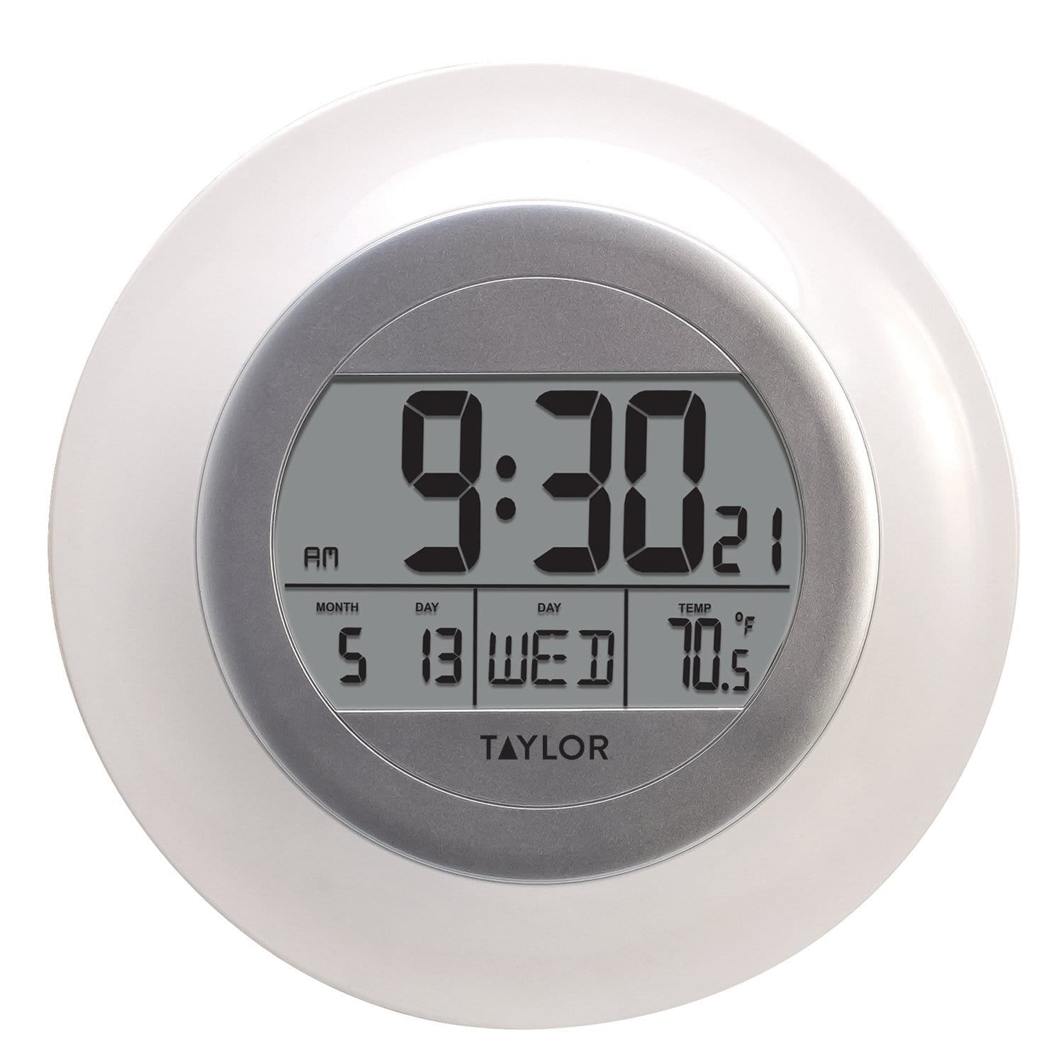 9 25 Indoor Atomic Wall Clock With Thermometer 1750 Taylor Taylor Usa