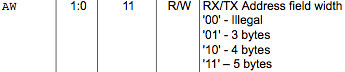 nRF Address Width